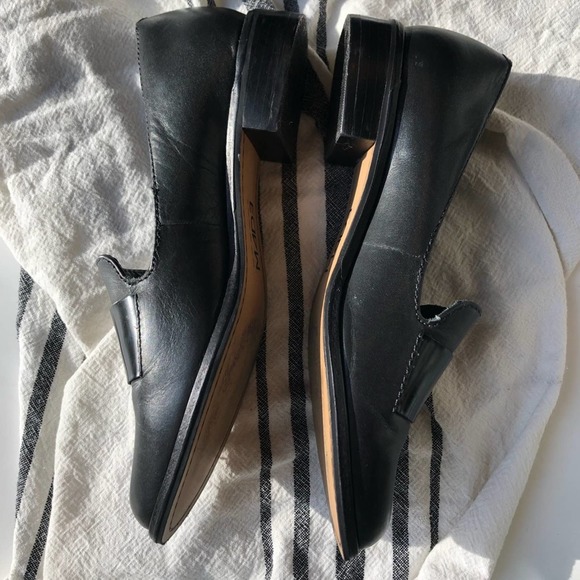 M4D3 Black Ocean Loafers 6 Leather Mod Flat 6 Chic Modern Boho Minimalist - Picture 6 of 8